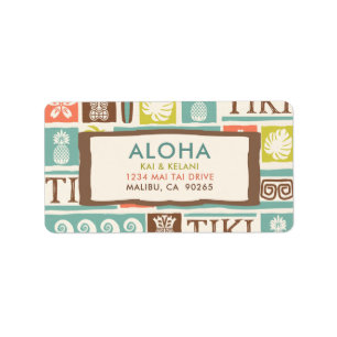 Étiquette Retro Tiki Aloha Tropical Adresse