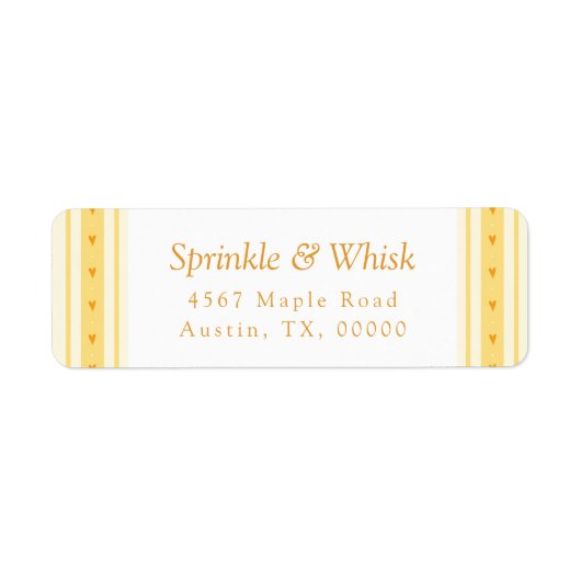 Étiquette Retro Vanilla Yellow Heart Stripes Bakery (Devant)