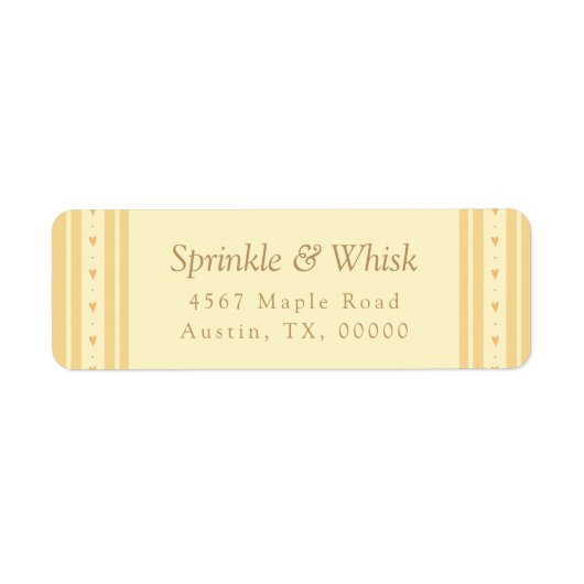 Étiquette Retro Yellow And Orange Heart Stripes Bakery (Devant)