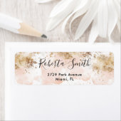 Étiquette Return Address Label Pink & Gold (En situation)