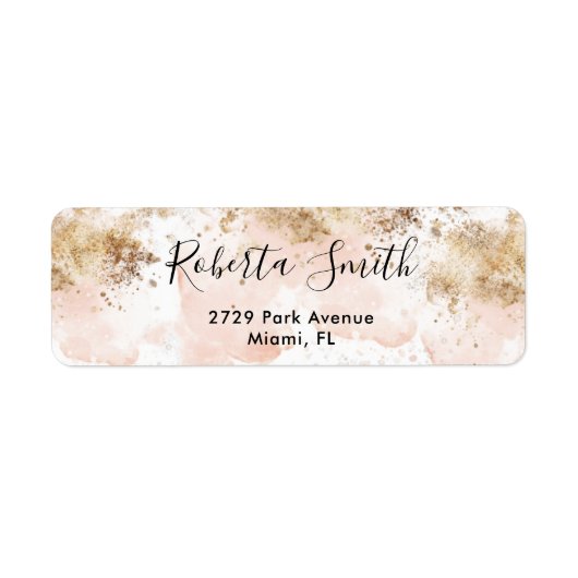 Étiquette Return Address Label Pink & Gold (Devant)
