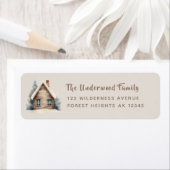 Étiquette Return Address Label | Rustic Woodland Log Cabin (En situation)