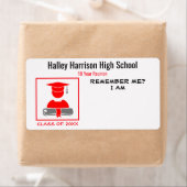 Étiquette Réunion / Graduation Red Grey Nom (En situation)