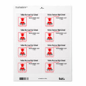 Étiquette Réunion / Graduation Red Grey Nom (Feuille entière)