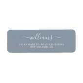 Étiquette Revenir du script de calligraphie moderne Dusty Bl (Devant)