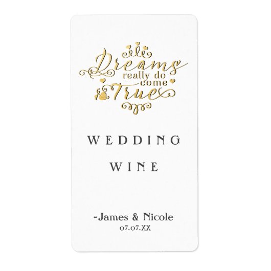 Étiquette RÊVES VRAIMENT VRAIMENT DEVENIR VRAI Mariage Or Ét (Devant)