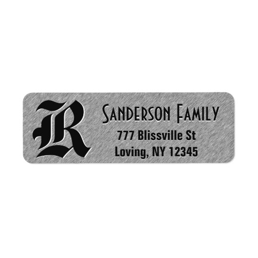 Étiquette Revêtement d'huile d'acier brossé avec Monogramme (Devant)