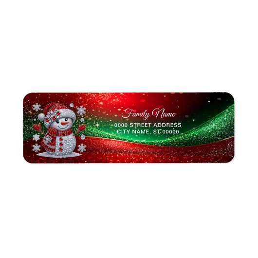 Étiquette Rhinestones Snowman Return Address Label (Devant)