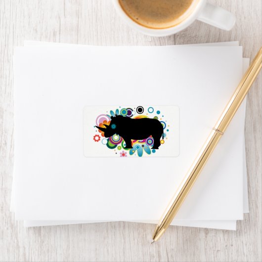 Étiquette rhinocéros Abstraits (En situation)