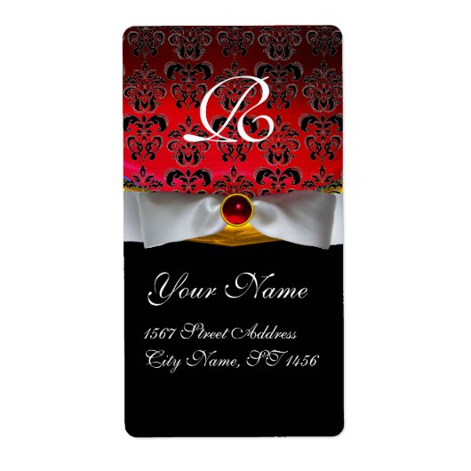 ÉTIQUETTE RIBBON BLANC BLACK RED BURGUNDY DOMMASK MONOGRAM (Devant)