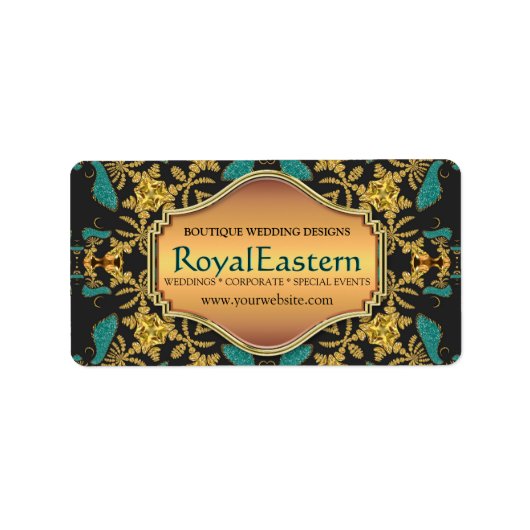 Étiquette Rich Elegant Royal Eastern Turquoise Black Gold Ba (Devant)