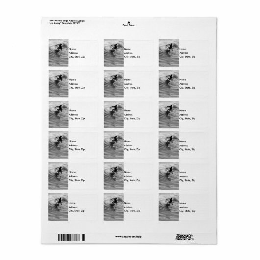 Étiquette Riding The Wave Grayscale (Feuille entière)