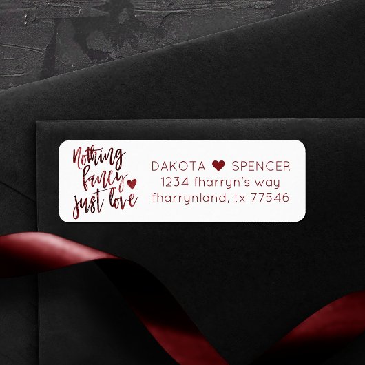 Étiquette Rien De Fancy Juste Amour | Dark Crimson Mariage r