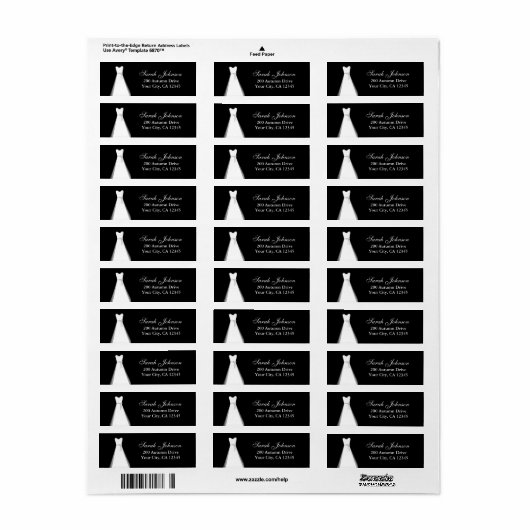 Étiquette Robe mariage (Feuille entière)