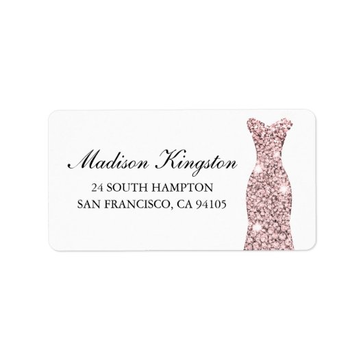 Étiquette Robe rose gold paillettes anniversaire ou mariage (Devant)