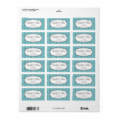 Étiquette Robin bleu élégant damask bordure marque de faveur (Feuille entière)