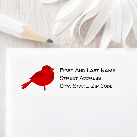 Étiquette Robin de Rockin, Cardinal Nature Cardinal Rouge (En situation)
