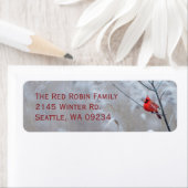 Étiquette Robin rouge dans le Noël des neiges (En situation)