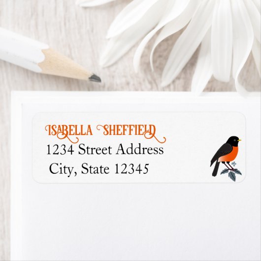 Étiquette Robins Et Fleurs (En situation)