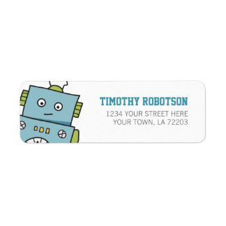Étiquette Robot à main bleue mignonne