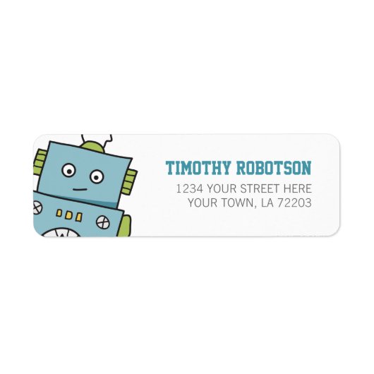 Étiquette Robot à main bleue mignonne (Devant)