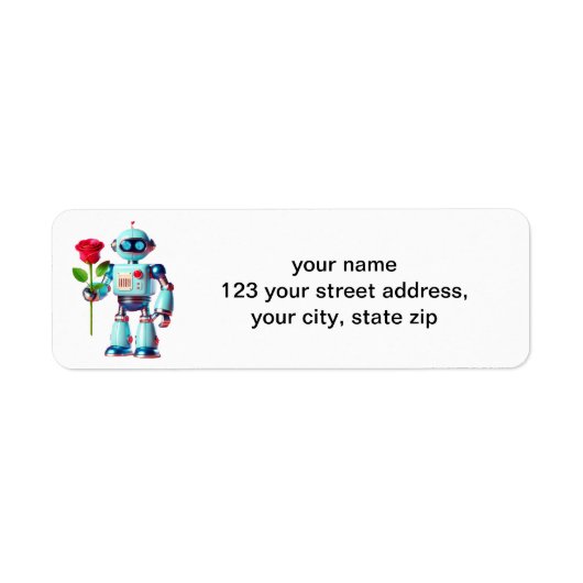 Étiquette Robot avec Rose (Devant)