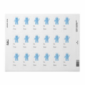 Étiquette Robot rétro bleu (Feuille entière)