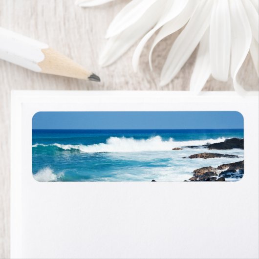 Étiquette Rocher de lave hawaïenne et océan corallien - Hawa (En situation)