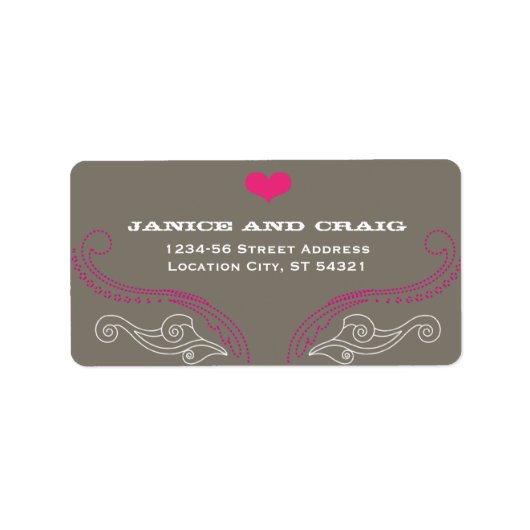 Étiquette Rock rose et gris 'n' Roll Music Mariage à thème (Devant)