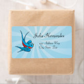 Étiquette Rockabilly Tattoo Swallow Bird Labels (En situation)