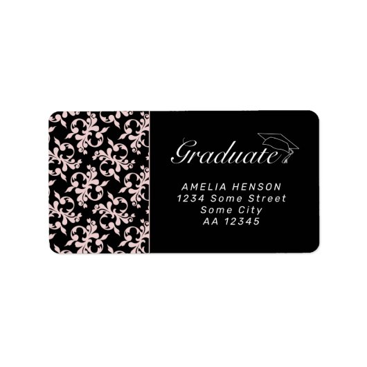 Étiquette Rococo Pink Graduate Photo Graduate Adresse Labe (Devant)