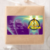 Étiquette RODE DU SYMBOLE DE DENTISSE DENTISTE ASCLEPIUS Pou (En situation)