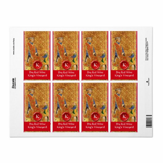 ÉTIQUETTE ROI'S VINEYARD RED WINE WAX SEAL / TAROTS ANCIENS (Feuille entière)