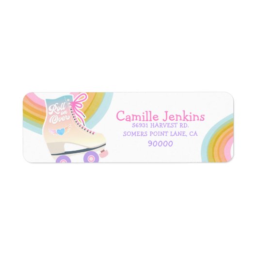 Étiquette Roller Sking Anniversaire Adresse de retour (Devant)