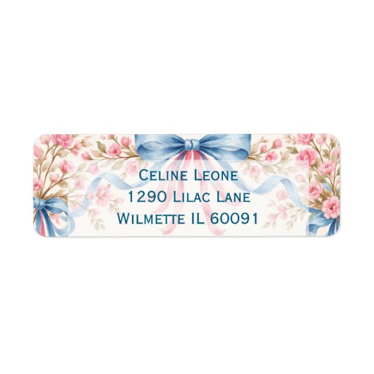 Étiquette Romantic bows and floral  (Devant)