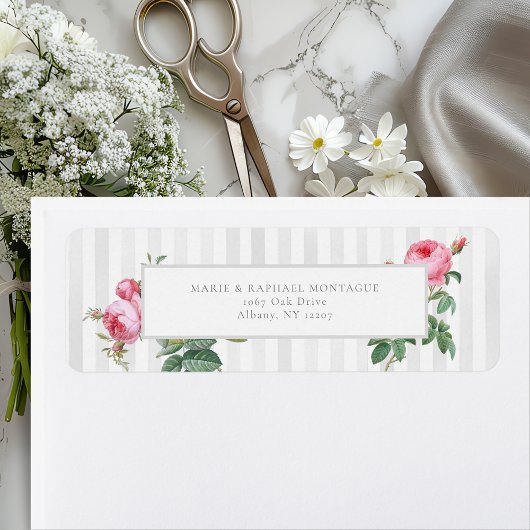 Étiquette Romantic Chic French Rose Botanical Wedding