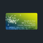 Étiquette Romantic Country Dandelion Adresse du Mariage<br><div class="desc">Glitterie, beau dandelion dans le champ couleur vert et bleu saphir chartreuse illustré sur Étiquettes de adresse de mariage personnalisés. Vous apprécierez l'art poétique et fantaisiste du dandelion qui sera parfait pour votre MARIAGE DE JARDIN DE PRINTEMPS FRAIS | MARIAGE CAMPAGNARD CHIC | PALETTE DE COULEUR BLEU & VERT MARIAGE...</div>