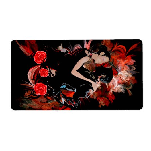 Étiquette Romantic tango dancers on red fractal (Devant)