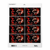 Étiquette Romantic tango dancers on red fractal (Feuille entière)