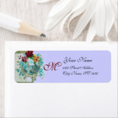 ÉTIQUETTE ROMANTICA / BLEU FLORAL BEACH MONOGRAM DE MARIAGE (En situation)