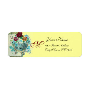 ÉTIQUETTE ROMANTICA JAUNE BLEU FLORAL PLAGE MARIAGE