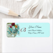 ÉTIQUETTE ROMANTICA TURQUOISE BLEU FLORAL PLAGE MARIAGE MONO (En situation)