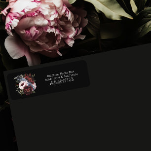 Étiquette Romantique gothique Aquarelle Corbeau Mariage reto