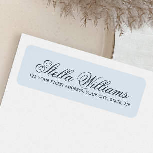 Étiquette Romantique lumière bleu poussiéreux calligraphie s