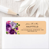 Étiquette Romantique Purple Pêche Florale Adresse de retour (En situation)