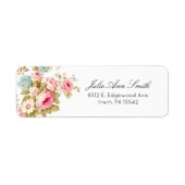 Étiquette Romantique rose Rose anglais sur jaune pâle (Devant)