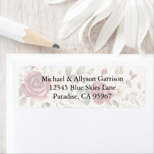 Étiquette Romantique Rouge Blush rose Roses Mariage
