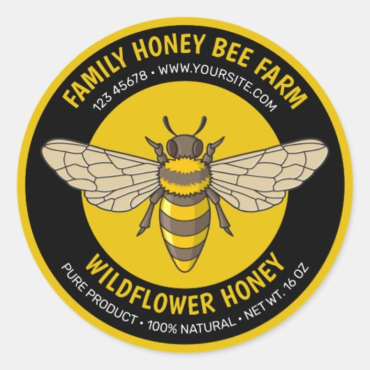 Étiquette rond d'abeilles (Devant)