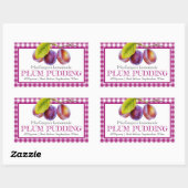 Étiquette rond de pudding de prune ou de fruits de (Feuille)