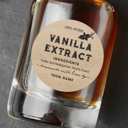 Étiquette rond d'extraction de vanille maison Kraf